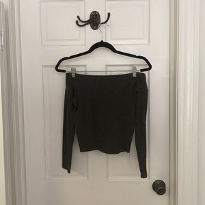 Off the shoulder gray top